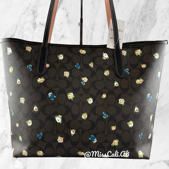 NWT COACH City Tote Bag With Vintage Mini Rose Print & Slim Wallet Set
